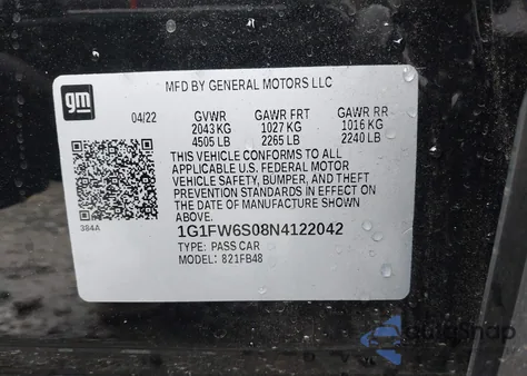 2022 Chevrolet Bolt Ev Fwd 1Lt z USA, uszkodzony, nr VIN 1G1FW6S08N4122042